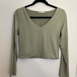 Sincerely Jules Olive V-Neck Long Sleeve Blouse